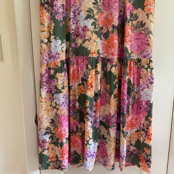 Faux WRAP MIDI FLORAL SUMMER DRESS VISCOSE 100% size US 14 - Picture 9 of 14